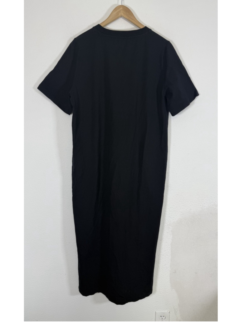 COS T-Shirt Midi Dress L Black Side Slits Minimalist Beach Travel Boho Resort - Picture 3 of 11